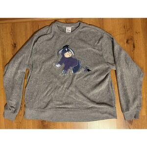 Sweatshirt Eeyore Disney Store Pullover Fleece 90's Vintage Gray